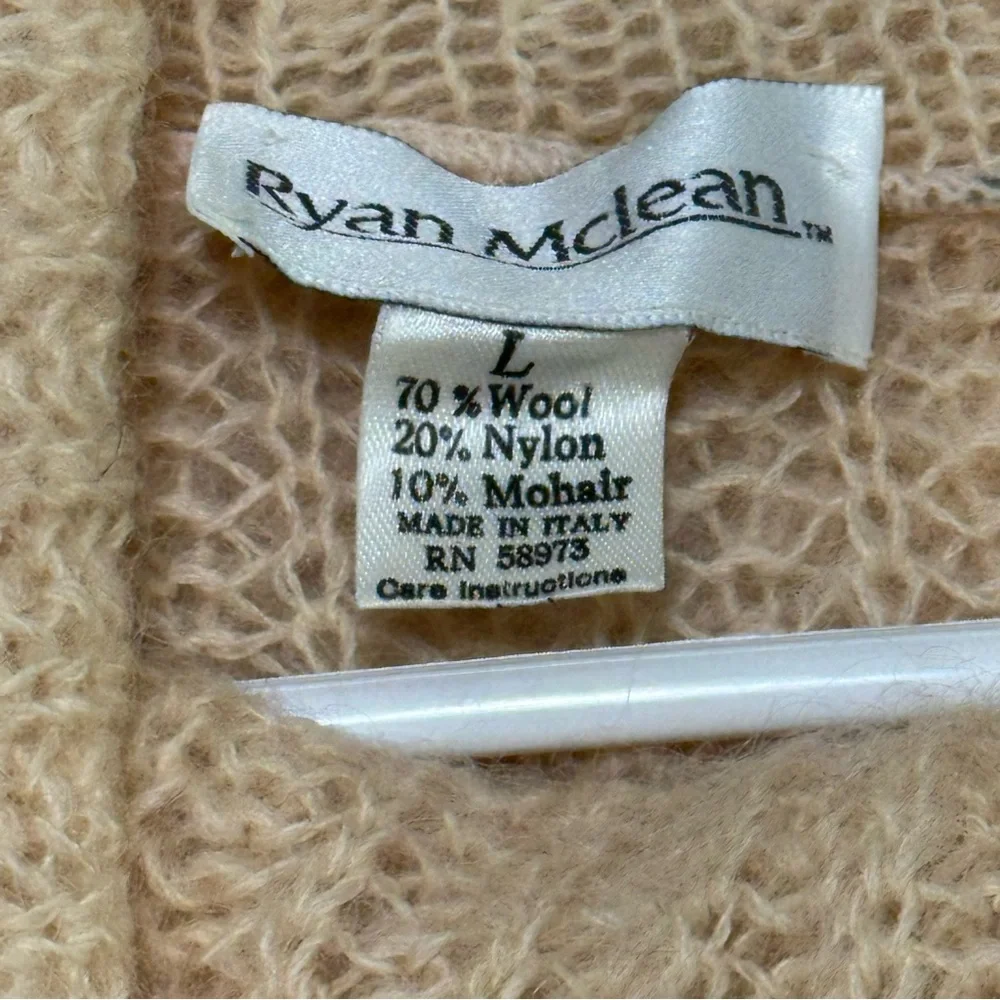 Vintage Ryan McLean Camel Wool Blend Cowl Neck Knit Sweater US Size M
